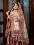 Luxury Bridal Gharara Set – Timeless Elegance in Champagne & Red