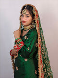 Regal Green & Red Embroidered Gharara Set – A Timeless Bridal Beauty