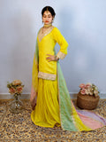 Sunshine Yellow & Pastel Multicolor Gharara Set – A Vibrant Festive Look