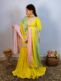 Sunshine Yellow & Pastel Multicolor Gharara Set – A Vibrant Festive Look