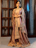 Luxury Bronze & Pink Embroidered Gharara Set – A Royal Ensemble