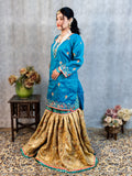 Royal Blue & Gold Handcrafted Gharara Set – A Vintage Elegance