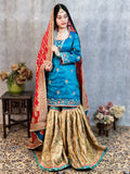 Royal Blue & Gold Handcrafted Gharara Set – A Vintage Elegance