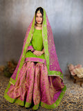 Traditional Banarasi Gharara Set – Vibrant Green & Pink Elegance