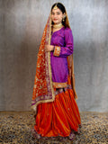 Royal Purple & Orange Handcrafted Gharara Set – A Perfect Blend of Tradition & Elegance