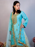 Sky Blue & Gold Handcrafted Gharara Set – Elegant & Timeless