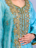 Sky Blue & Gold Handcrafted Gharara Set – Elegant & Timeless