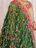 Gold & Green Handcrafted Bridal Gharara Set – A Timeless Masterpiece