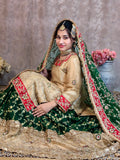 Gold & Green Handcrafted Bridal Gharara Set – A Timeless Masterpiece