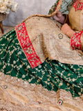 Gold & Green Handcrafted Bridal Gharara Set – A Timeless Masterpiece