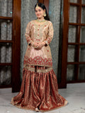 Luxury Bridal Gharara Set – Timeless Elegance in Champagne & Red