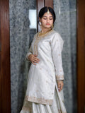 Ivory White Farshi Gharara in Tissue Fabric