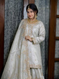 Ivory White Farshi Gharara in Tissue Fabric