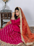 Hot Pink Upada Silk Gharara Dress with Orange Organza Dupatta