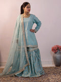 Powder Blue Gharara Dress – A Blend of Heritage & Grace