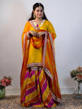 Yellow Chatapati Brocade Gharara Set with Multicolour Chiffon Dupatta – Festive Ethnic Wear