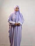 Stylish Burqa Design in Lavender Nida Fabric with White Resham Embroidery & Georgette Stole
