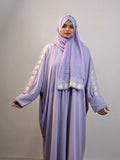 Stylish Burqa Design in Lavender Nida Fabric with White Resham Embroidery & Georgette Stole