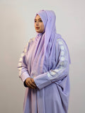 Stylish Burqa Design in Lavender Nida Fabric with White Resham Embroidery & Georgette Stole