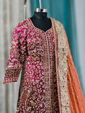 Maroon Farshi Gharara Set with Heavy Dabka Zardozi & Buti Work | Designer Bridal Ensemble