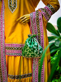 Mustard Yellow Gharara Set with Dabka, Zardozi & Gota Work | Pure Chinon Dupatta – Perfect for Haldi
