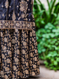 Black Pure Silk Gharara Suit with Zardozi & Sequined Dupatta