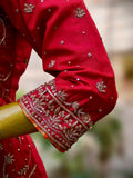 Royal Red Pure Silk Suit with Organza Dupatta & Banarasi Gharara – A Tale of Grace and Heritage