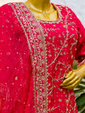 Royal Red Pure Silk Suit with Organza Dupatta & Banarasi Gharara – A Tale of Grace and Heritage