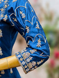 Royal Blue Pure Silk Shirt with Banarasi Gharara & Tissue Dupatta – Dabka Zardozi Work