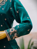 Emerald Tissue Gharara Set for Mehendi with Zardozi Work