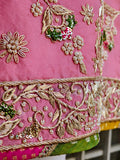 Blush Pink Pure Uppada Silk Gharara Set with Hand Zardozi Work