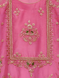 Blush Pink Pure Uppada Silk Gharara Set with Hand Zardozi Work