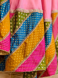 Blush Pink Pure Uppada Silk Gharara Set with Hand Zardozi Work
