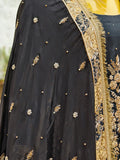 Midnight Black Chatapati Gharara Set with Hand Dabka Zardozi Work