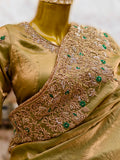 Handcrafted Tissue Organza Saree with Dabka Zardozi Work