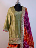 Chatapati Gharara Set with Multicolour Dupatta
