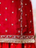 Lakhnavi Farshi Bridal Gharara in Crape Silk with Zardozi