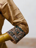 Golden Brocade Ensemble with Handcrafted Dabka, Zardozi & Nakshi Zarkon Work