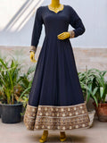 Luxury Anarkali Gown in Crap Silk with Pure Organza Dupatta