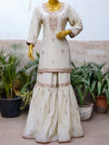 Lakhnawi Gharara in Satin Tissue with Dabka Work Set