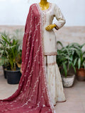 Lakhnawi Gharara in Satin Tissue with Dabka Work Set