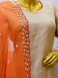 Cotton Tissue Suit with Dabka Zardozi Dupatta Set