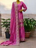 Lakhnawi Gharara Art Silk Dabka Zardozi Party Wear