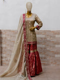 Lakhnavi Gharara – Golden Tissue & Banarasi Brocade Set