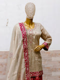Lakhnavi Gharara – Golden Tissue & Banarasi Brocade Set