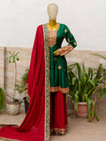 Emerald Green Pure Silk Peplum Sharara Set for Women