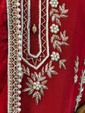 Crimson Dabka Zardozi Crap Silk Suit Set