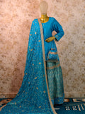 Lakhnavi Gharara Set in Pure Silk with Chiffon Dupatta