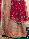 Designer Tissue Silk Gown with Organza Dupatta