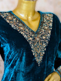 Velvet Suit with Organza Dupatta – Dabka Zardozi